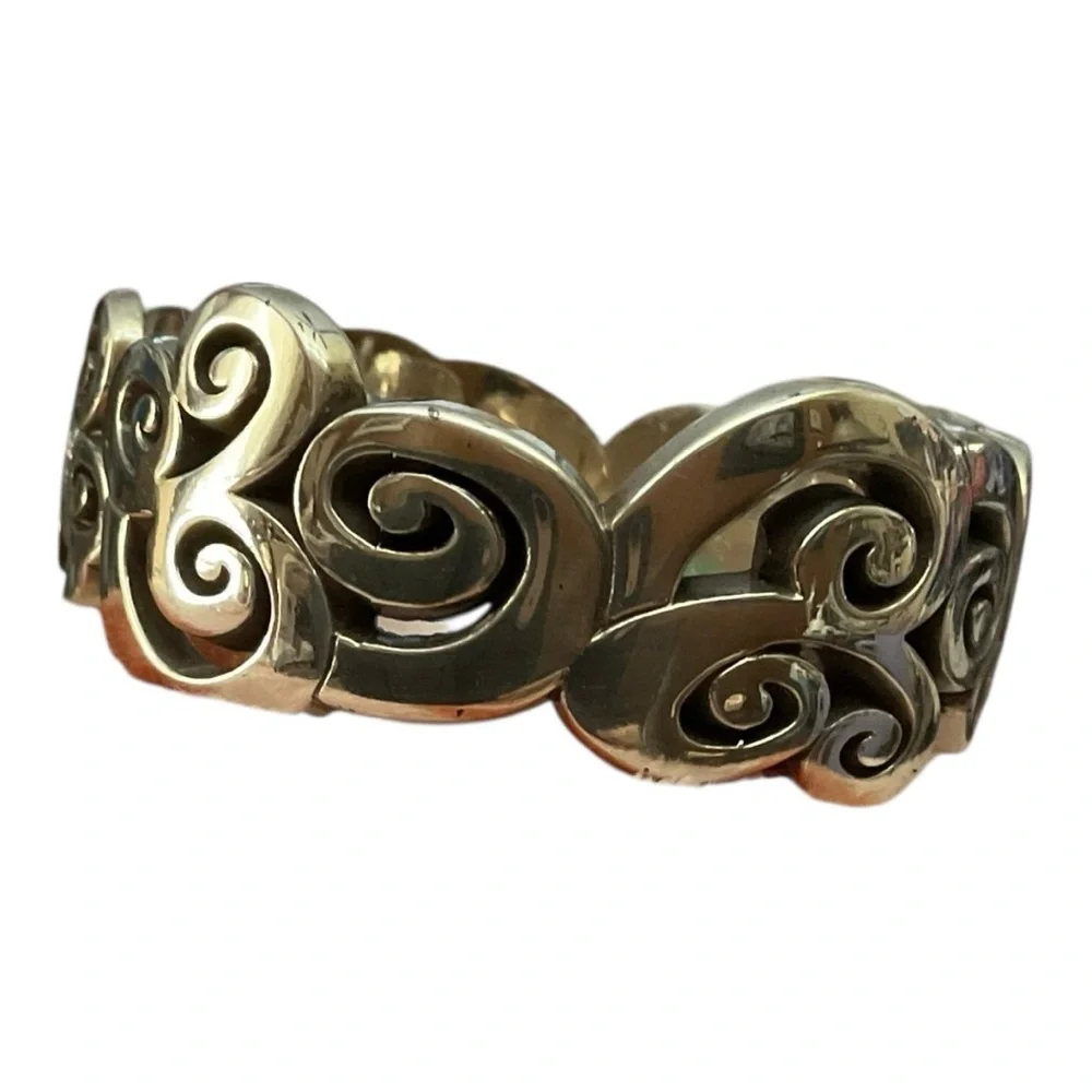 Brighton Mingle Mix Hinged Silver Swirl Cuff Bangle Bracelet 3081